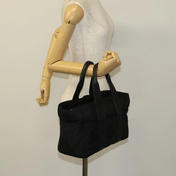 HERMES Acape Luco PM Hand Bag Nylon Black Silver Auth bs28738 - Picture 1 of 16